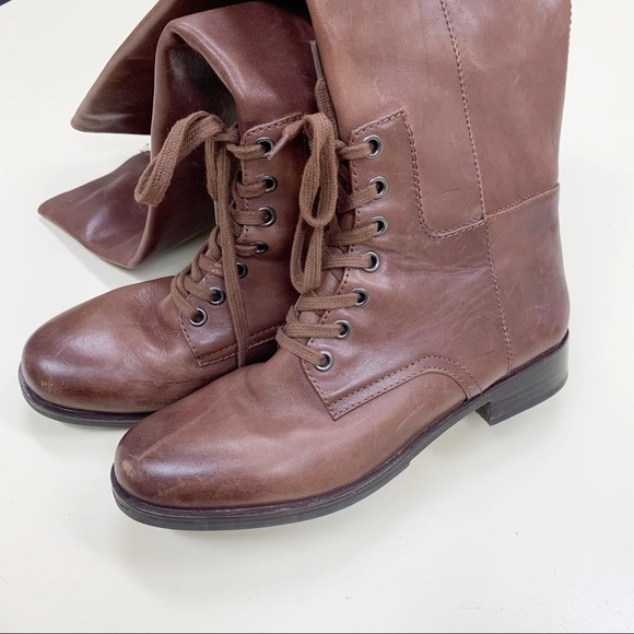 Pour La Victoire Women’s Cognac Brown Lace Up Tall Over Knee Riding Boho Boots - Picture 6 of 13